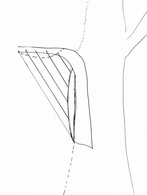 drawing of a tree with a full harp figured onto the tree.