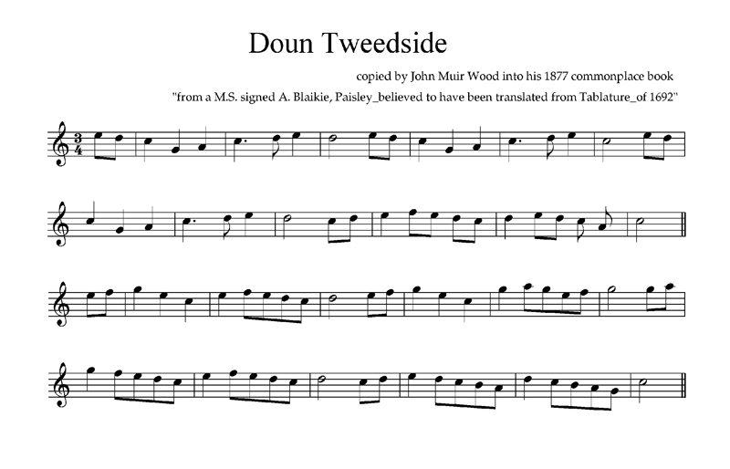 Doun Tweedside as represented by John Muir Wood from the Blaikie MS